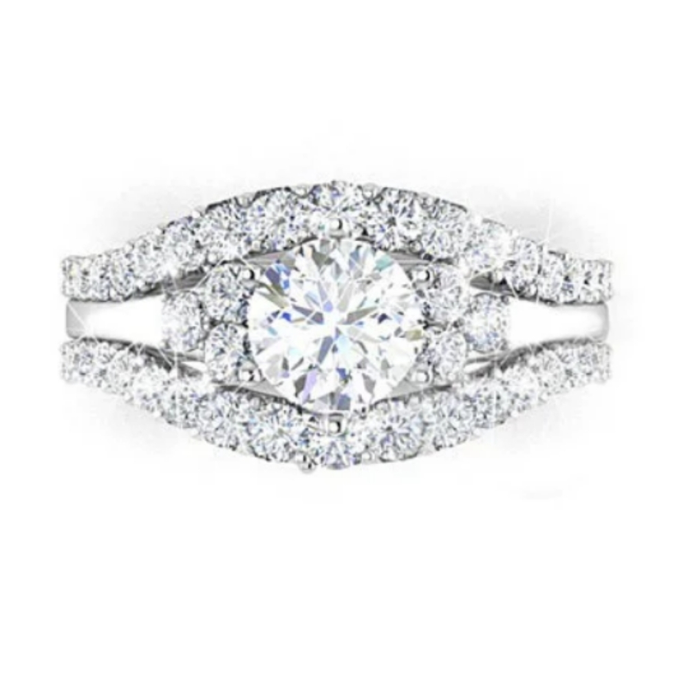 White Gold Diamond Ring Set Size 7 and 8 Available